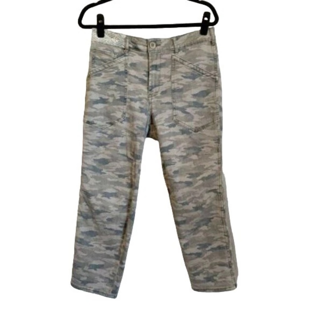 Anthropologie Mavis Utility Camo Crop Pant Women’s 28 Embroidered Pocket (32x25)